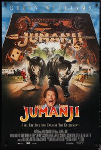 9z1339 JUMANJI int'l DS 1sh 1995 Robin Williams, Hunt & Kirsten Dunst, it's a jungle in here!