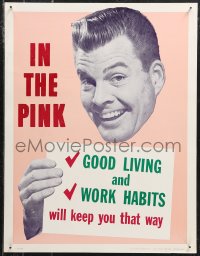 9z0121 IN THE PINK 17x22 motivational poster 1950s great close-up image of a smiling man!