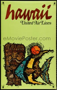 9z0227 UNITED AIR LINES HAWAII 25x40 travel poster 1967 great Hawaiian scenery art by James Jebavy!