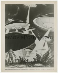 1a1493 EARTH VS. THE FLYING SAUCERS 8x10.25 still 1956 sci-fi art of UFOs & aliens, Harryhausen!