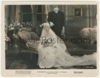 1a1505 FRANKENSTEIN color 8x10.25 still R1951 monster Boris Karloff behind bride Mae Clarke, Realart