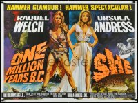 1a2203 ONE MILLION YEARS B.C./SHE British quad 1960s Raquel Welch & Ursula Andress, Chantrell art!