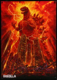 1a2223 GODZILLA 1985 28x41 Japanese commercial poster 1984 best art of Gojira by Noriyoshi Ohrai!