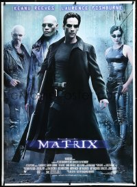 1a0412 MATRIX 40x55 commercial poster 1999 Reeves, Moss, Fishburne, Wachowskis, lightning!