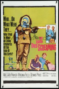 1a1163 EARTH DIES SCREAMING 1sh 1964 Terence Fisher sci-fi, wacky monster, who or what were they?