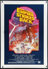 1a0114 EMPIRE STRIKES BACK linen studio style 1sh R1982 George Lucas sci-fi classic, Tom Jung art!