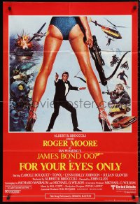 1a1193 FOR YOUR EYES ONLY English 1sh 1981 Roger Moore as James Bond, cool art by Brian Bysouth!