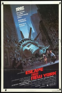 1a1170 ESCAPE FROM NEW YORK NSS style 1sh 1981 John Carpenter, decapitated Lady Liberty by Jackson!