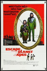 1a1171 ESCAPE FROM THE PLANET OF THE APES 1sh 1971 meet Baby Milo who has Washington terrified!