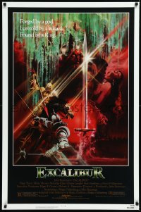 1a1174 EXCALIBUR 1sh R1980s John Boorman, cool medieval fantasy sword artwork by Bob Peak!