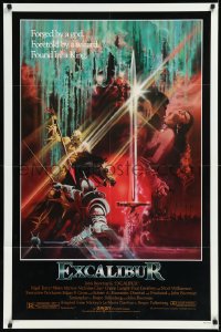 1a1173 EXCALIBUR 1sh 1981 John Boorman, cool medieval fantasy sword artwork by Bob Peak!