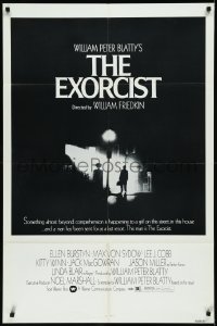 1a1175 EXORCIST 1sh 1974 William Friedkin horror classic, Von Sydow, rare black & white style!