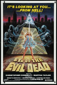 1a1177 EYE OF THE EVIL DEAD 1sh 1984 Lucio Fulci's Manhattan Baby, cool art by Luis Dominguez!