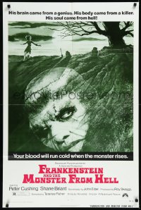 1a1196 FRANKENSTEIN & THE MONSTER FROM HELL 1sh 1974 your blood will run cold when he rises!