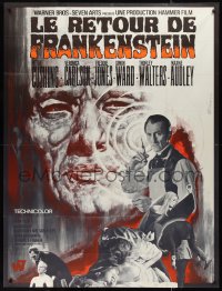 1a0309 FRANKENSTEIN MUST BE DESTROYED French 1p 1970 different art of Cushing & monster by Mascii!