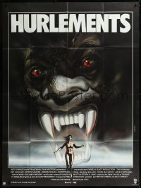 1a0335 HOWLING French 1p 1981 Joe Dante, cool different art of naked woman & werewolf by Landi!