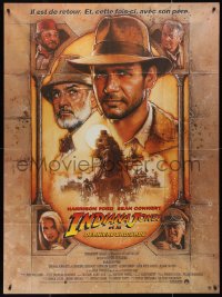 1a0339 INDIANA JONES & THE LAST CRUSADE French 1p 1989 art of Ford & Connery by Drew Struzan!