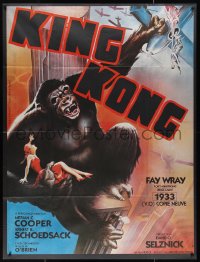 1a0345 KING KONG French 1p R1980s art of ape with Fay Wray on Empire State like 1938 re-release!