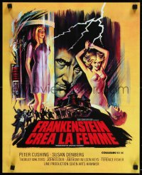 1a2277 FRANKENSTEIN CREATED WOMAN French 17x21 1967 cool art of Peter Cushing & sexy Susan Denberg!