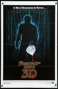 1a1200 FRIDAY THE 13th PART 3 - 3D 1sh 1982 slasher sequel, art of Jason stabbing through shower!