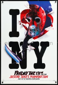 1a2496 FRIDAY THE 13th PART VIII recalled teaser 1sh 1989 Jason Takes Manhattan, I love NY in July!