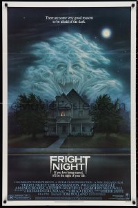 1a1203 FRIGHT NIGHT 1sh 1985 Sarandon, McDowall, best classic horror art by Peter Mueller!