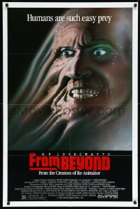 1a1205 FROM BEYOND 1sh 1986 H.P. Lovecraft, wild sci-fi horror image, humans are such easy prey!