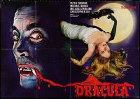 1a0476 HORROR OF DRACULA German 33x47 R1960s Hammer, cool vampire monster & sexy girl artwork!