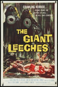 1a1216 GIANT LEECHES 1sh 1959 rising from the depths of Hell to kill and conquer, great art!