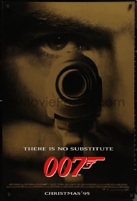 1a2504 GOLDENEYE advance DS 1sh 1995 Pierce Brosnan as James Bond 007, cool gun & eye close up!