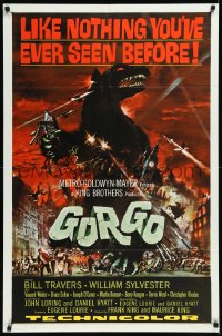 1a1222 GORGO 1sh 1961 great artwork of giant monster terrorizing London by Joseph Smith!