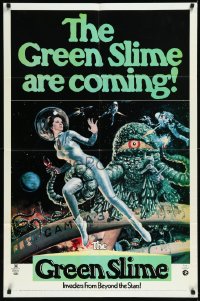 1a1223 GREEN SLIME 1sh 1969 classic cheesy sci-fi movie, Livoti art of sexy astronaut & monster!