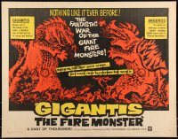 1a2115 GIGANTIS THE FIRE MONSTER 1/2sh 1959 cool art of Godzilla breathing flames at Angurus!