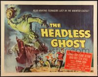 1a2118 HEADLESS GHOST 1/2sh 1959 head-hunting teenagers lost in the haunted castle, art by Brown!