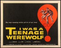 1a2122 I WAS A TEENAGE WEREWOLF 1/2sh 1957 Kallis & Brown art of monster Landon attacking girl!