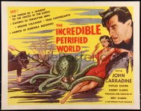 1a2123 INCREDIBLE PETRIFIED WORLD 1/2sh 1959 art of sexy Phyllis Coates attacked by octopus monster!