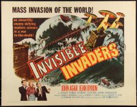 1a2125 INVISIBLE INVADERS 1/2sh 1959 cool artwork of alien who gives Earth 24 hours to surrender!