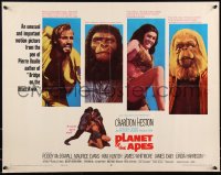 1a2145 PLANET OF THE APES 1/2sh 1968 classic sci-fi, Charlton Heston & top three stars, rare!