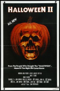 1a1226 HALLOWEEN II 1sh 1981 cool jack-o-lantern skull image, more of the night HE came home!