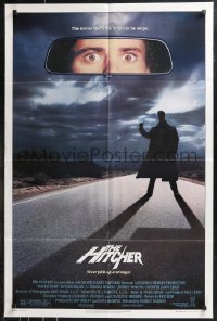 1a1234 HITCHER 1sh 1986 creepy hitchhiker Rutger Hauer, C. Thomas Howell, never pick-up a stranger!