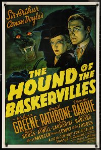 1a2528 HOUND OF THE BASKERVILLES 25x37 1sh R1975 Sherlock Holmes, artwork from the original poster!