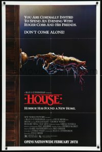 1a1236 HOUSE advance 1sh 1986 Bill Morrison art of severed hand ringing doorbell, don't come alone!