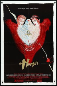 1a1243 HUNGER 1sh 1983 vampire Catherine Deneuve & rocker David Bowie, nothing human loves forever!