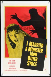 1a0129 I MARRIED A MONSTER FROM OUTER SPACE linen 1sh 1958 great c/u of Gloria Talbott & alien shadow!