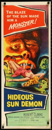 1a1777 HIDEOUS SUN DEMON insert 1959 the blaze of the sun made Robert Clarke a monster!