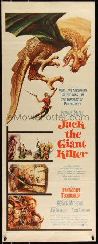 1a1781 JACK THE GIANT KILLER insert 1962 great fantasy art of Kerwin Mathews battling dragon!