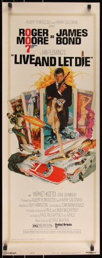 1a1786 LIVE & LET DIE West Hemi insert 1973 art of Roger Moore as James Bond by Robert McGinnis!