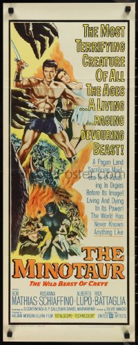 1a1792 MINOTAUR insert 1961 art of barechested gladiator Bob Mathias & sexy Rosanna Schiaffino!