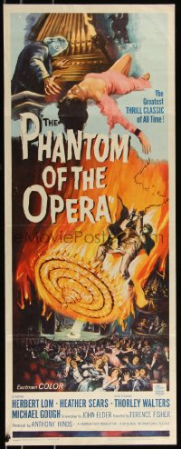 1a1797 PHANTOM OF THE OPERA insert 1962 Hammer horror, Herbert Lom, cool art by Reynold Brown!