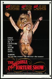 1a1250 INCREDIBLE TORTURE SHOW 1sh 1976 see the flesh-eating cannibal women, weird sexy horror art!